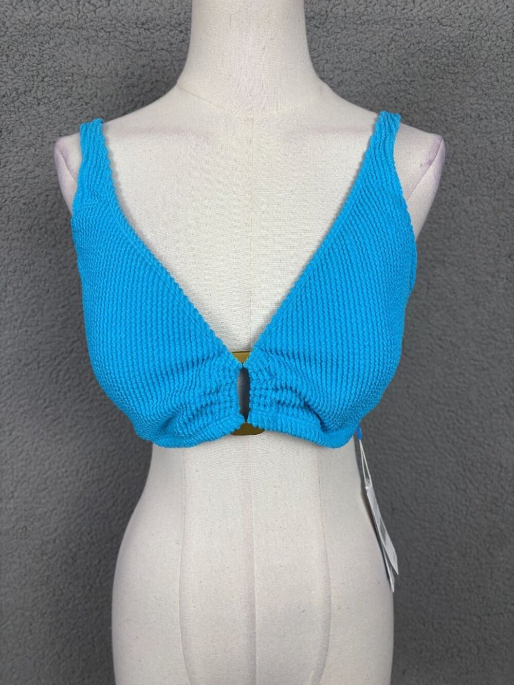 Bleu Rod Beattie Women's X-Back D-Gold Ring Bikini Top Blue Size 40D NWT's.